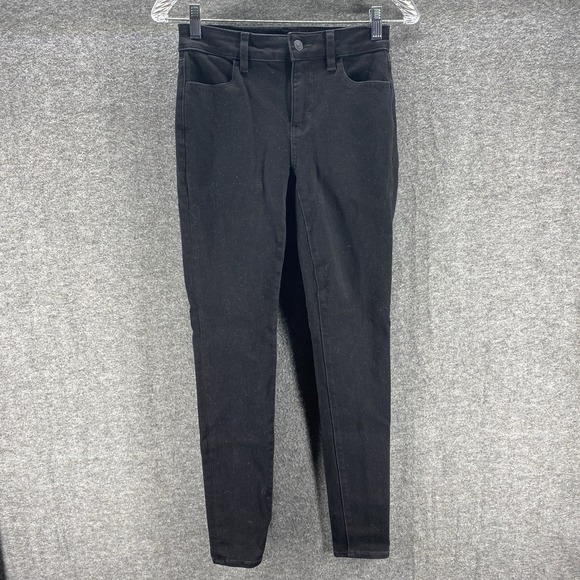 American Eagle Jeans Womens 0 Long Black High Rise Jegging Stretch Dark‎ Wash - Picture 1 of 14
